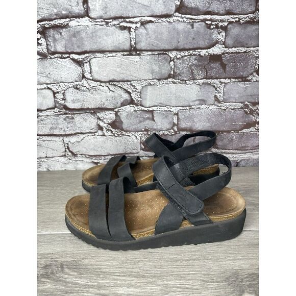 Spring Step Black Leather Strappy Cork Wedge Sandals Women Sz 41EU/10.5M US - Picture 3 of 16